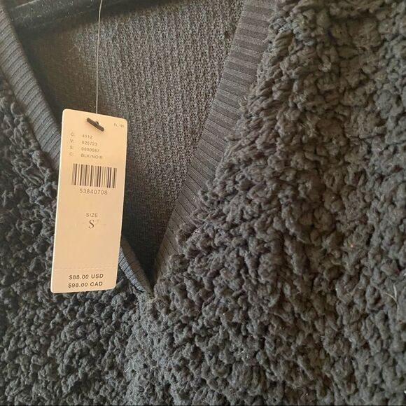 NWT-Anthro-“Sunday in Brooklyn” Edie Sherpa Black Pullover Sweater - Picture 9 of 13